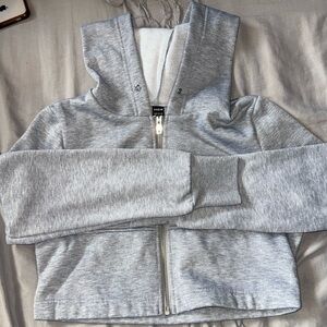 Grey Cropped Zip up Cropped Jacket